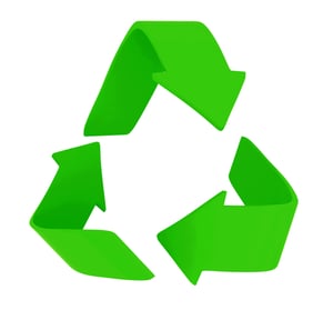 Green recycling sign isolated over a white background